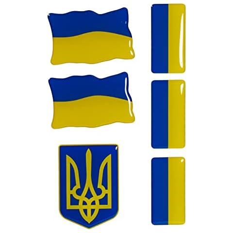 BIKE-label Ukraine 3D Sticker Flags 6 Pieces Different Sizes Sticker Car Motorcycle X301403VA Cover