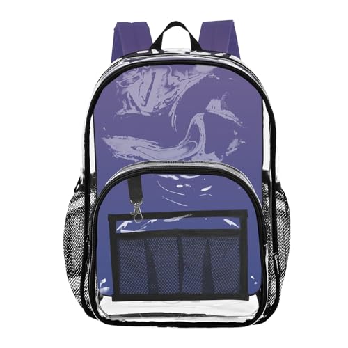 Clear Backpack Women Cute Girls Backpack for Kids Large Plastic Approved Bag Violet Dark Mineral Blue Gradient