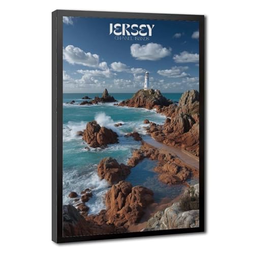 Toile phare de Jersey, grand paysage côtier pour une chambre zen