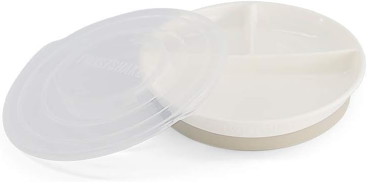 Divided Baby Plate with Airtight Lid | Infant Weaning Tableware | 3 Parts Food Training | 6 Month+ | BPA-Free | Newborn Essentials | White