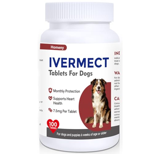 Ivermect Tablets for Dogs Monthly Heart Health Support Promotes Cardiovascular Wellness Circulation & Energy Canine Wellness Supplement 100 Tablets