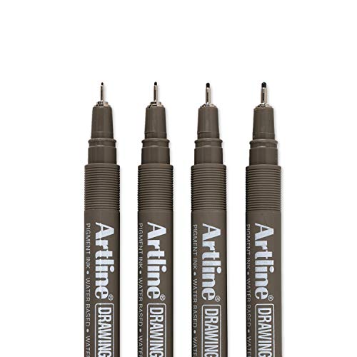 Artline Drawing System Pen Black Ink Assorted Pack Of 4 (0.2,0.4,0.6,0.8) by Anmol Art & Frames