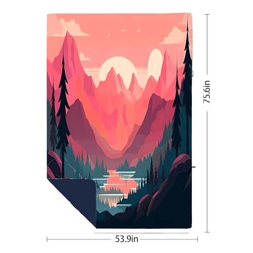 Yizheer-Sunset-Printed-Camping-BlanketLightweight-Down-Alternative-Puffy-Camping-Blanket-Packable-Outdoor-Blanket-for-CampingTraveling-Stadium-Hiking-Picnics-76-x-54