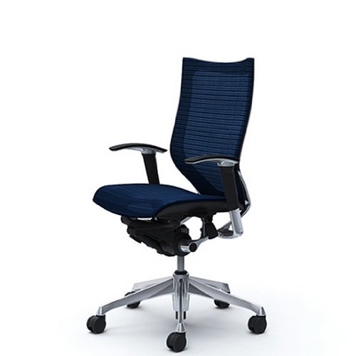 バロン (Baron) チェア 【ハイバック】 ポリッシュフレーム 可動肘 座メッシュ ダークブル- CP85AR FDH4