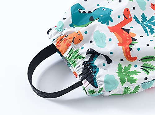 Kids Waterproof Rain Pants Boys Girls Lightweight Reusable Cute Cartoon Toddler Rain Pants Mud (Green-C, 2-3 Years)3