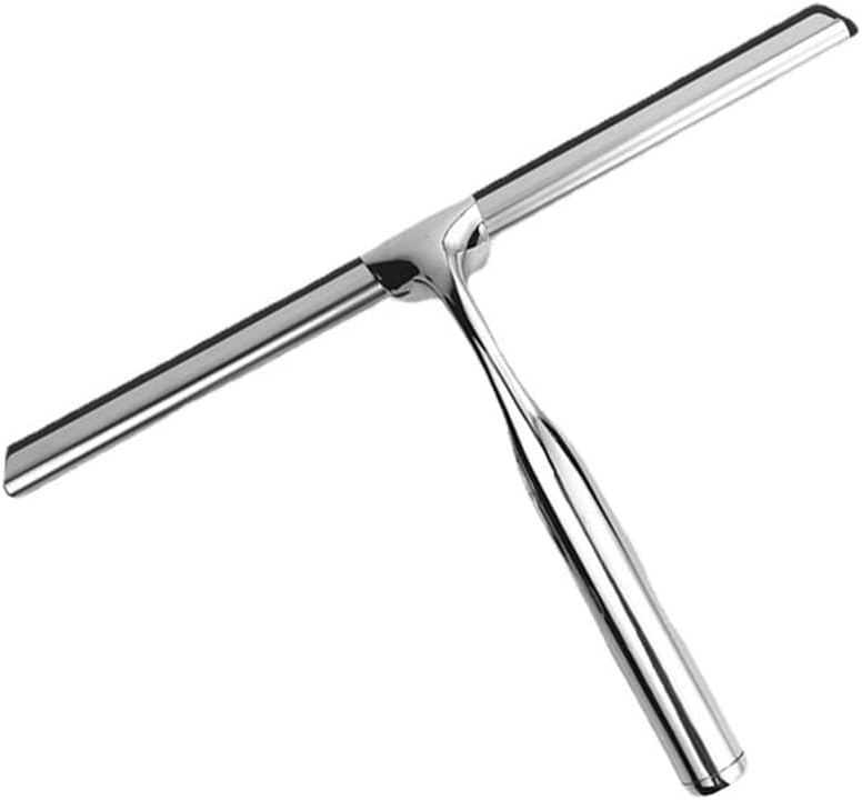 Stainless Steel Glass Wiper Window Wipe Cleaning Tool Brush Bathroom Tile with Hook Scraper