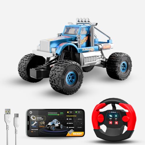 Image of Cockatoo Kids Monster Truck Remote Control Car Toy for Kids, RC Car 2WD, 2.4GHz Remote, Smooth Suspension, 10-15 km /h Speed, 1200mAh Rechargeable Battery, Racing Car, Indoor & Outdoor, Ages 4+, Blue