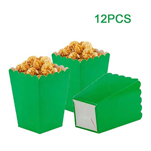 Image of Green Popcorn Boxes Mini Paper Popcorn Box Cardboard Popcorn Container for Party, Pack of 12