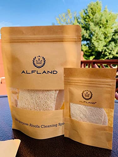 Natural Dish Vegetable Esponja de lufa 100% natural – Almohadillas exfoliantes orgánicas – Almohadilla limpiadora de vegetales de lufa | Paquete de 4