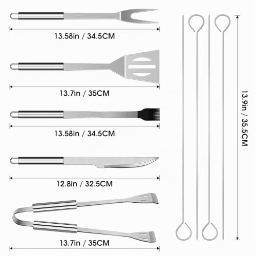 penobon Grillbesteck Set 9-teilig aus Edelstahl mit Tragetasche – BBQ Grillzubehör für Männer, Grillwerkzeug für Garten & Camping – Ansicht 5