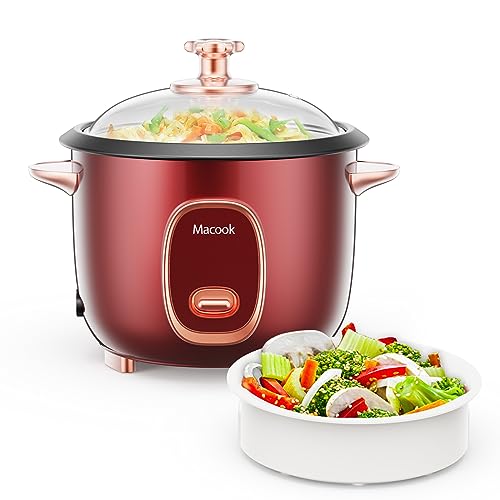Macook Rice Cooker & Steamer (5 Cups, 1 Liter), Small Rice Cooker with Non-Stick Coating, One-Touch Operation, Automatic Keep-Warm, Perfectly Cooks Various Rice, Meat, Noodles, or Soup