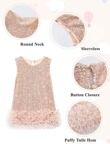 Happy Cherry Kid Girls Sequin Dress A-Line Sleeveless Sparkly Gown Party Dresses with Trim4