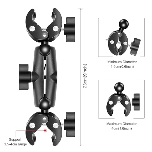 Image of Super Clamp Dualheads Crab Clamp, Action Camera Mount Crab Plier Clip Bracket Magic Arm 360 Rotation Double Ball Head Umbrella Mount for Motorcycle /Cross Bars /Photography Light Stand /Photo Boom Stand