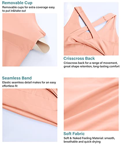 Image of Sports Bras for Women Criss-Cross Back Padded Workout Tank Tops Medium Support Crop Tops for Women