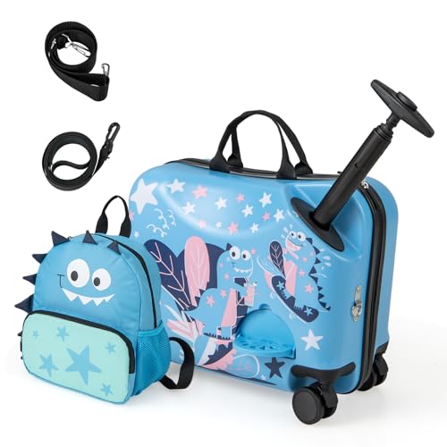 DREAMADE Valise Enfant à roulettes 18' et Sac à Dos...