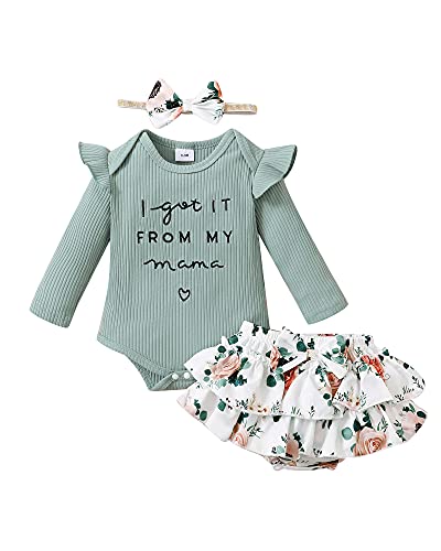 Image of Mioglrie Newborn Infant Baby Girl Clothes Outfits Romper Baby Girl Skirt Set Floral Baby Clothes for Girls Fall Winter