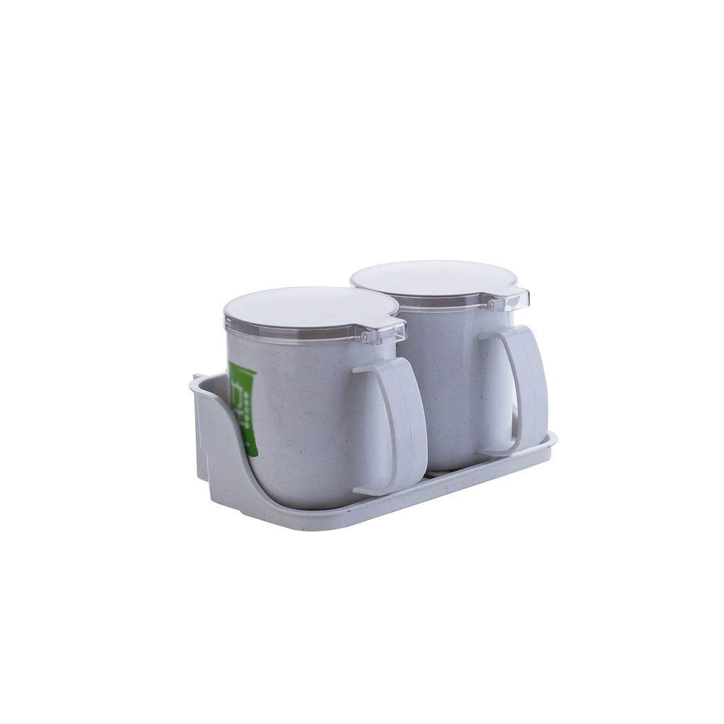 HRWLY Spice Jar Seasoning Box Set Kitchen Container Tools Condiment Jars Cruet with Cover and Spoon Utensils Supplies Salt Cellar with Lid