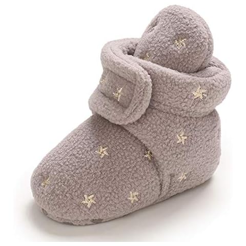 MASOCIO Baby Booties Shoes Boy Girl Newborn Infant Winter First Baby Boots Slippers Gray Size 3 UK 6-12 Months Cover