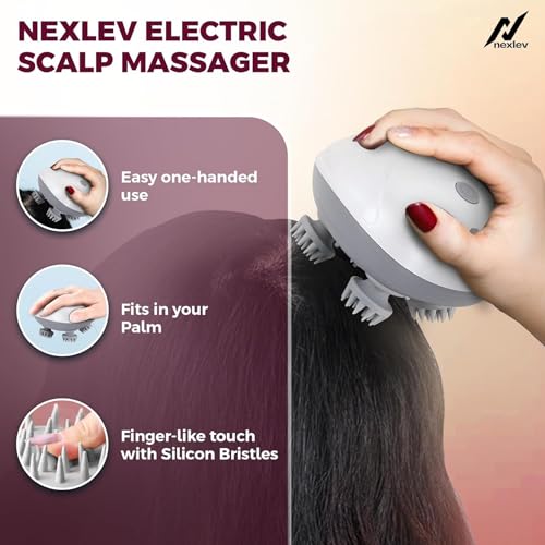 Image of Electric Head Massager Waterproof Scalp Massager, Portable Design, White