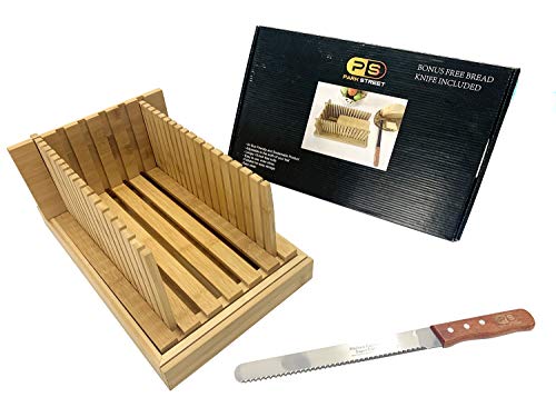 Bread Slicers for Homemade Bread Machine Fully Adjustable Foldable Bread Slicer Machine with Extra-Long 15 Inch Bread Knife Included. Ideal For Use with Your Bread Maker Machine. Bread Slicing Guide