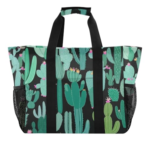 Cacti Green Large Beach Bag Waterproof Beach Tote Bags for Women Travel Gym Pool