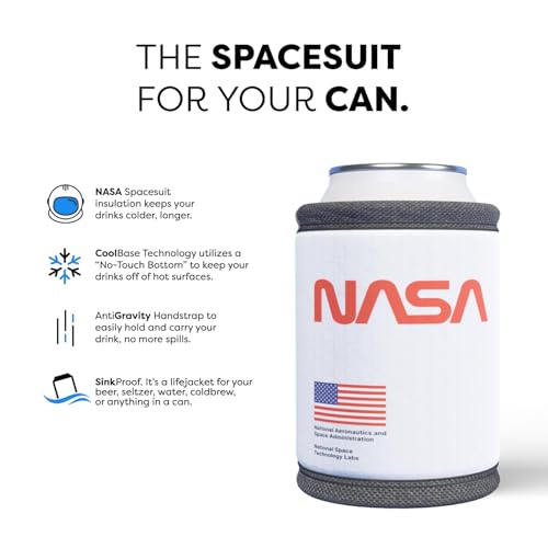 Image of PHOOZY Insulated Can Cooler for 12 oz Cans - Patented Drink Sleeve with NASA-Inspired Technology - Keeps Beer, Soda & Sparkling Water Cold Longer - Lightweight Outdoor Can Holder - Space White