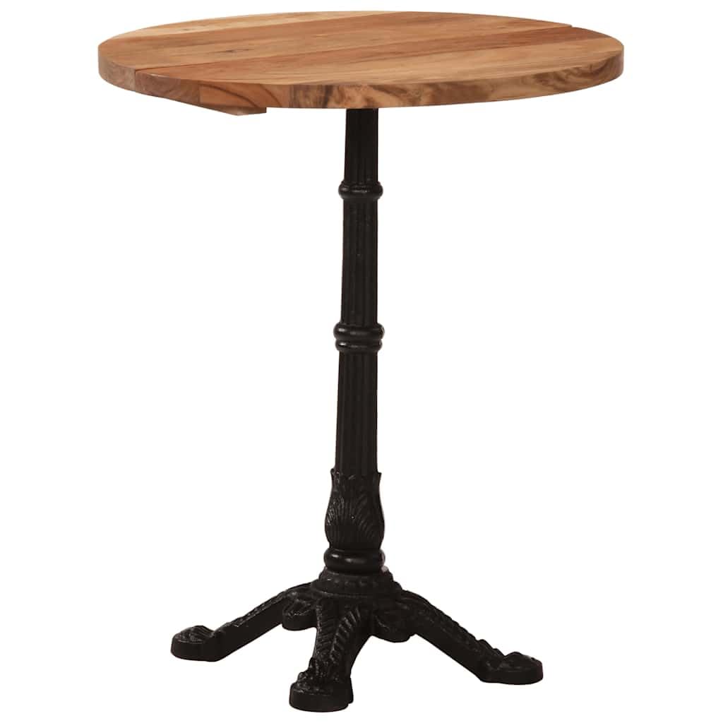 Tavolo da bistrò, Ø 60 x 76 cm, in legno massello di acacia, struttura in ghisa | Tavolo rotondo rustico con robusto piano in vero legno, per balcone, cucina e soggiorno, durevole e facile da pulire