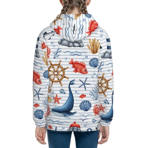 Watercolor Nautical Kids Pullover Hoodies Boys Sweatshirts Girls Athletic Clothes with Pocket4