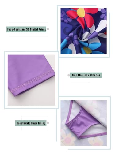 Image of Girls One Piece Swimsuits Bathing Suit for Kids Girls Summer Swim Dress Short Sleeve Swimwear 3-16 Years