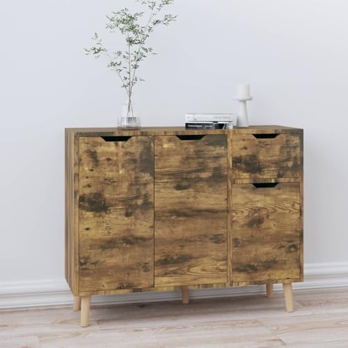 Vopese Aparador de Madera de ingeniería Roble Ahumado 90x30x72 cm Armario de Almacenaje, Aparador Auxiliar Mueble de Almacenaje de Salón Buffet Moderno