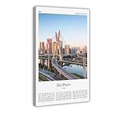 São Paulo Color Print São Paulo Real Photo Poster Sao Travel Poster Gift Brazil Travel Minimal City Print Wall Art Landscape Living Room Office Bedroom Canvas Deco Painting Frame 12x18inch
