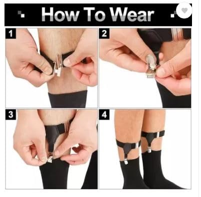 JJW thigh high socks garter Adjustable Elastic Suspenders Double Sturdy Clips Stays For Men Non-slip Clamps Military Police
