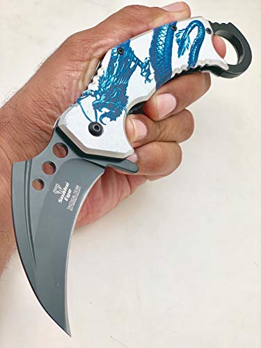 Snake Eye Tactical Every Day Carry Karambit Designed Folding Knife | Outdoor Survival Pocket Knife | Small one-Hand Knife Made of Stainless Steel Blade. (SBL)