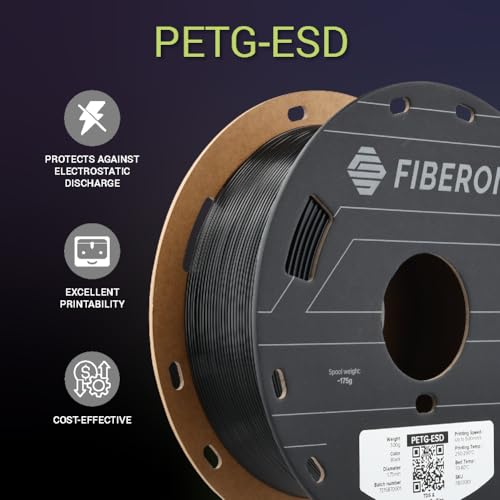 Image of Polymaker Fiberon PETG-ESD Filament 1.75mm Black 0.5kg - Electrostatic Discharge Safe, Tough PETG 3D Printer Filament for Electronics Industry