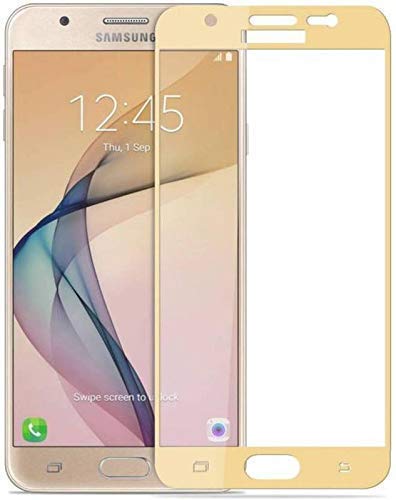 Image of Tempered Glass Screen Protector Compatible For Samsung J7 Prime (Gold Colour) Full Screen Coverage (Except Edge to Edge) and Free Complete Easy Installation kit
