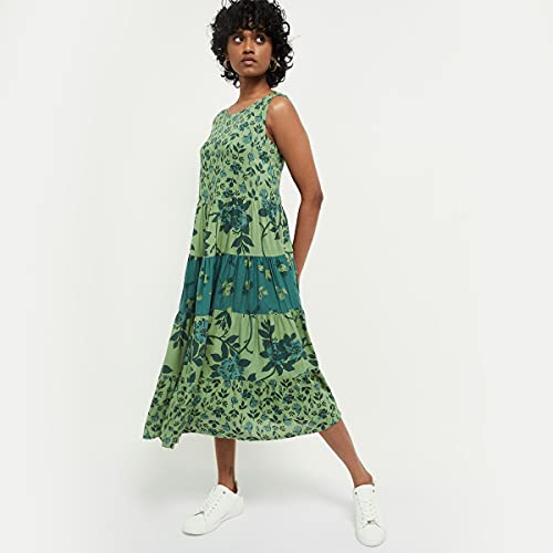 Image of Max Women's Rayon Printed Midi Dress Ankle Length Ethnic