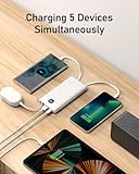 VEEKTOMX Power Bank Built-in Cables, 10000mAh USB C Portable Charger, Travel External Battery Pack with 5 Outputs and LED Display for iPhone, iPad, Samsung and Other Smart Devices, Ivory White - Image 3