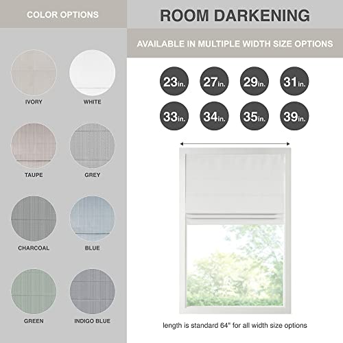 Madison Park Galen Cordless Roman Shade, 23"W x 64"H, Sheen White – Room Darkening, Thermal Insulated, Energy Efficient Window Blind with Subtle Sheen Basketweave Fabric for Privacy by Madison Park - Image 7