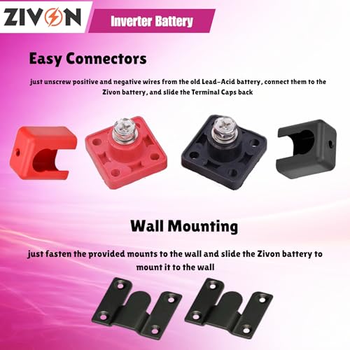 Image of Zivon Lithium Battery for Inverter, 12V 105Ah (12.8v 105ah), LiFePo4, Wall Mount, BMS, for Home Power Backup