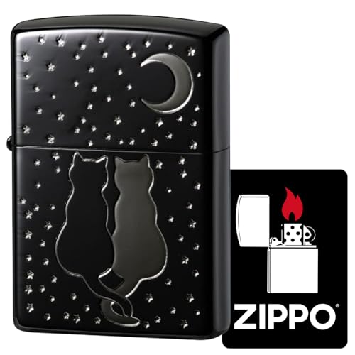 Encendedor Zippo Bronce Negro con Diseño Gatos