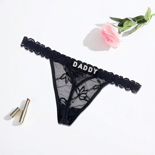 Image of UIASKOWP Personalized Thong With Special Word Funny Custom Underwear Thong Low Rise Sexy G-String for Women