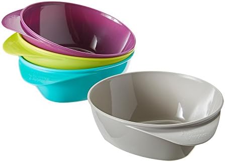Tommee Tippee Easi Scoop Baby Feeding Bowls with Triangular Base and Ergonomic Handle, Stackable, Pack of 4