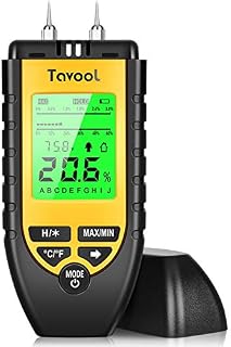 Wood Moisture Meter - Digital Moisture Detector Moisture Tester, Pin-Type Water Leak Detector Damp Tester Dampness Meter for Wood Building Material Firewood Walls Paper Floor (Yellow)