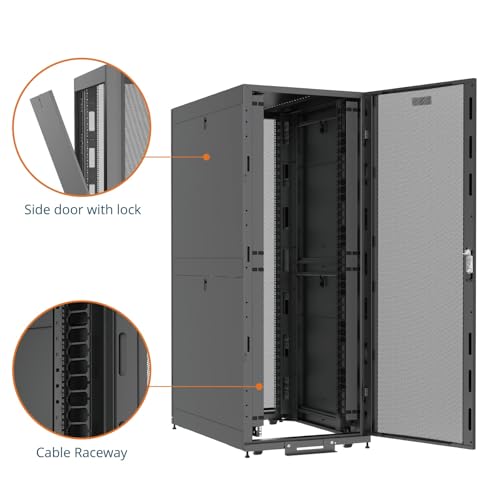 Image of Tecmojo 42U Server Rack Cabinet - PRE-Assembled 32inch Width 48inch Depth IT Network Equipment Cabinet Rack Enclosure with Casters - 3000lbs Weight Capacity,Black