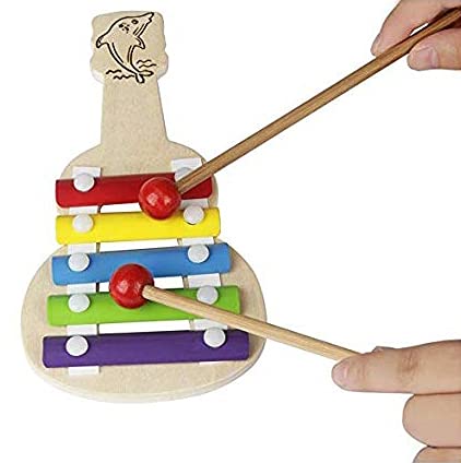 woodykraft Wooden Xylophone Guitar Shaped Musical Toy for Children with 5 Note Pack of 1- Multi Color (B07V86X31L) Amazon Price History, Amazon Price Tracker