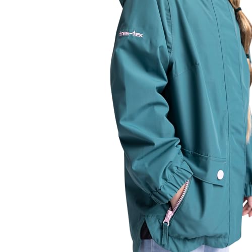 Trespass Girls Waterproof Jacket Windproof Hooded Raincoat Longer Length Raincoat Taped Seams Flourish - Image 3