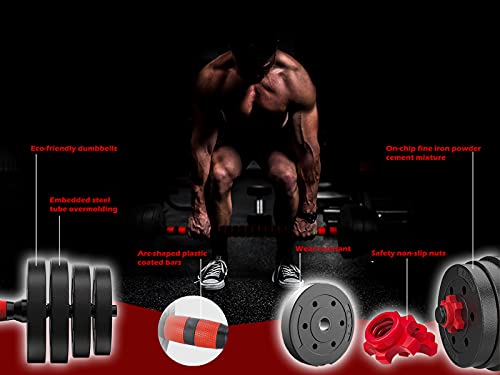 Zoogamo Adjustable Weight Dumbbells Set to 88Lbs, Free Weight Dumbbell with Connecting Rod Used As Dumbbell Barbell set, for Men and Women Home Gym Work Out Training Fitness Equipment All-Purpose