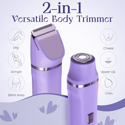 Image of Electric Razors for Women - IPX7 Waterproof Pubic Hair Remover for Shower & Travel, 3-in-1 Bikini Trimmer with Body /Round /Curved Heads, Hypoallergenic Foil & Ceramic Blades, Self-Care Gifts for Women