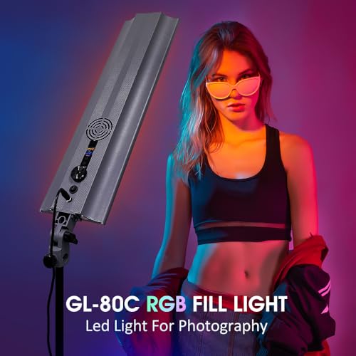 Image of LED Light, Dimmable Photography Lighting, 2700K-3500K Studio Lights, Panul Light for Video Streaming, YouTube Recording,CRI 96+, 220V Power Cord(GL-80C)