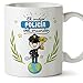 MUGFFINS Policía Tazas Originales de café y Desayuno para Regalar a Trabajadores Profesionales - El Mejor Policía del Mundo - Cerámica 350 ml